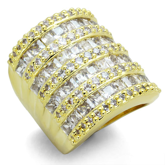 MALO3359 - Gold Brass Ring with AAA Grade CZ  in Clear