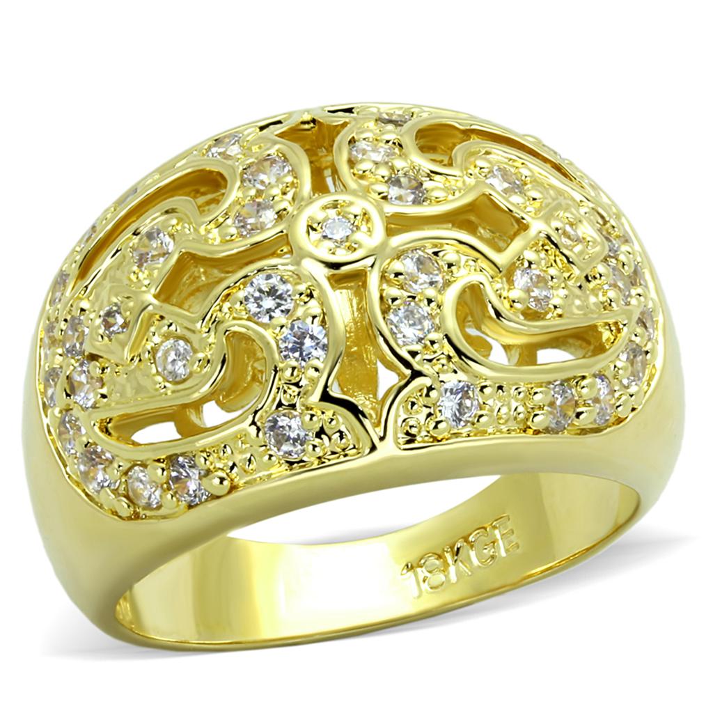 MALO3361 - Gold Brass Ring with AAA Grade CZ  in Clear