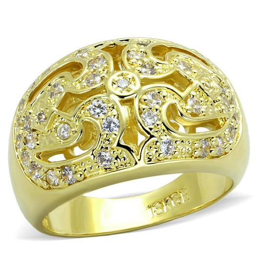 MALO3361 - Gold Brass Ring with AAA Grade CZ  in Clear