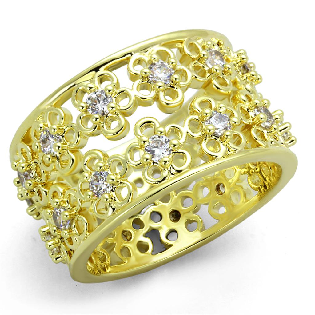 MALO3363 - Gold Brass Ring with AAA Grade CZ  in Clear