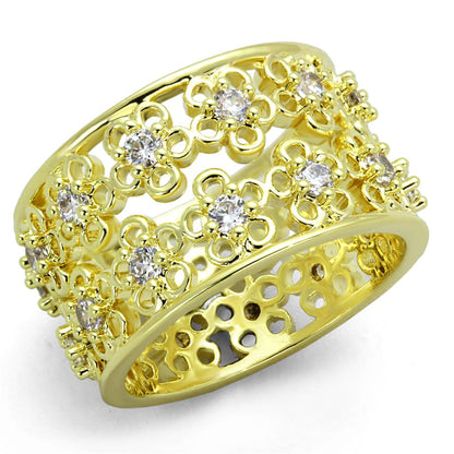 MALO3363 - Gold Brass Ring with AAA Grade CZ  in Clear