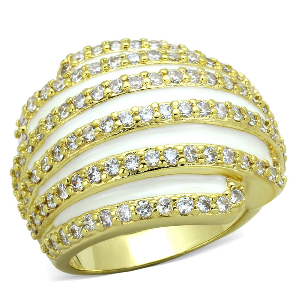 MALO3368 - Gold Brass Ring with AAA Grade CZ  in Clear