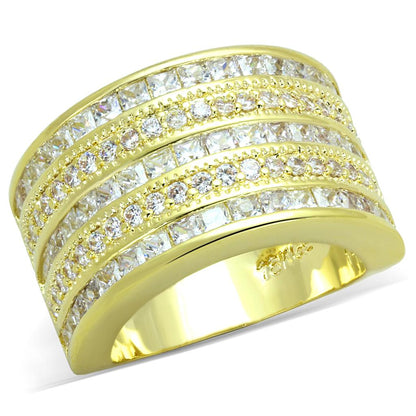 MALO3395 - Gold Brass Ring with AAA Grade CZ  in Clear