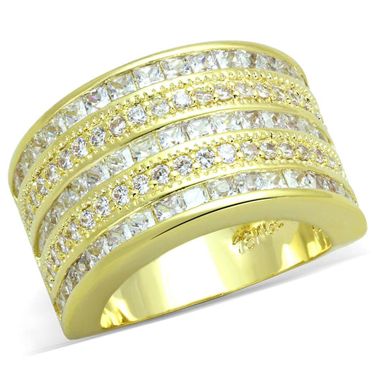 MALO3395 - Gold Brass Ring with AAA Grade CZ  in Clear