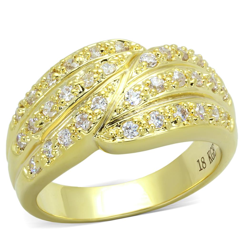 MALO3402 - Gold Brass Ring with AAA Grade CZ  in Clear