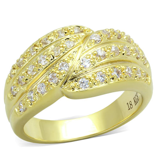 MALO3402 - Gold Brass Ring with AAA Grade CZ  in Clear