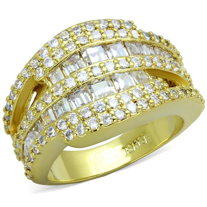 MALO3407 - Gold Brass Ring with AAA Grade CZ  in Clear