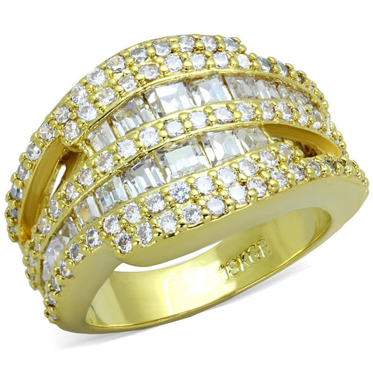 MALO3407 - Gold Brass Ring with AAA Grade CZ  in Clear