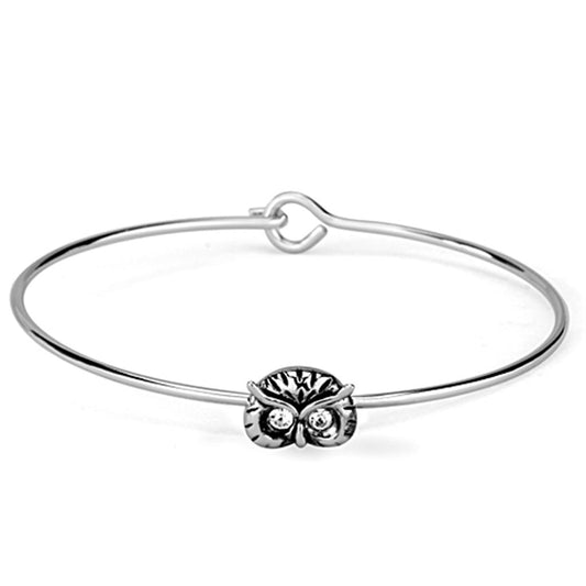 MALO3441 - Rhodium Brass Bangle with Top Grade Crystal  in Clear