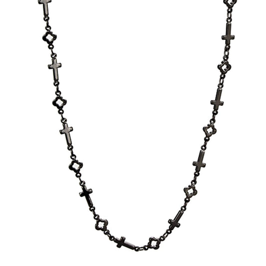 MALO3454 - TIN Cobalt Black Brass Necklace with No Stone