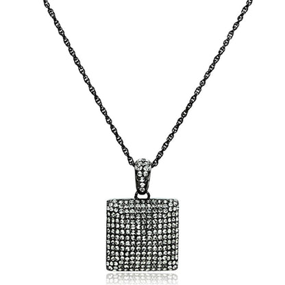 MALO3471 - TIN Cobalt Black Brass Chain Pendant with Top Grade Crystal  in Black Diamond
