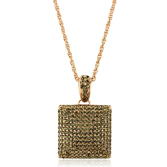 MALO3472 - Rose Gold Brass Chain Pendant with Top Grade Crystal  in Smoked Quartz