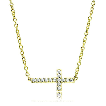 MALO3477 - Flash Gold Brass Chain Pendant with Top Grade Crystal  in Clear