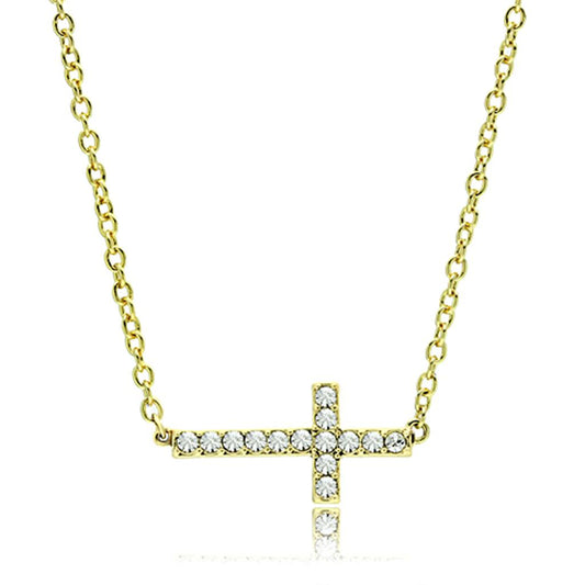 MALO3477 - Flash Gold Brass Chain Pendant with Top Grade Crystal  in Clear