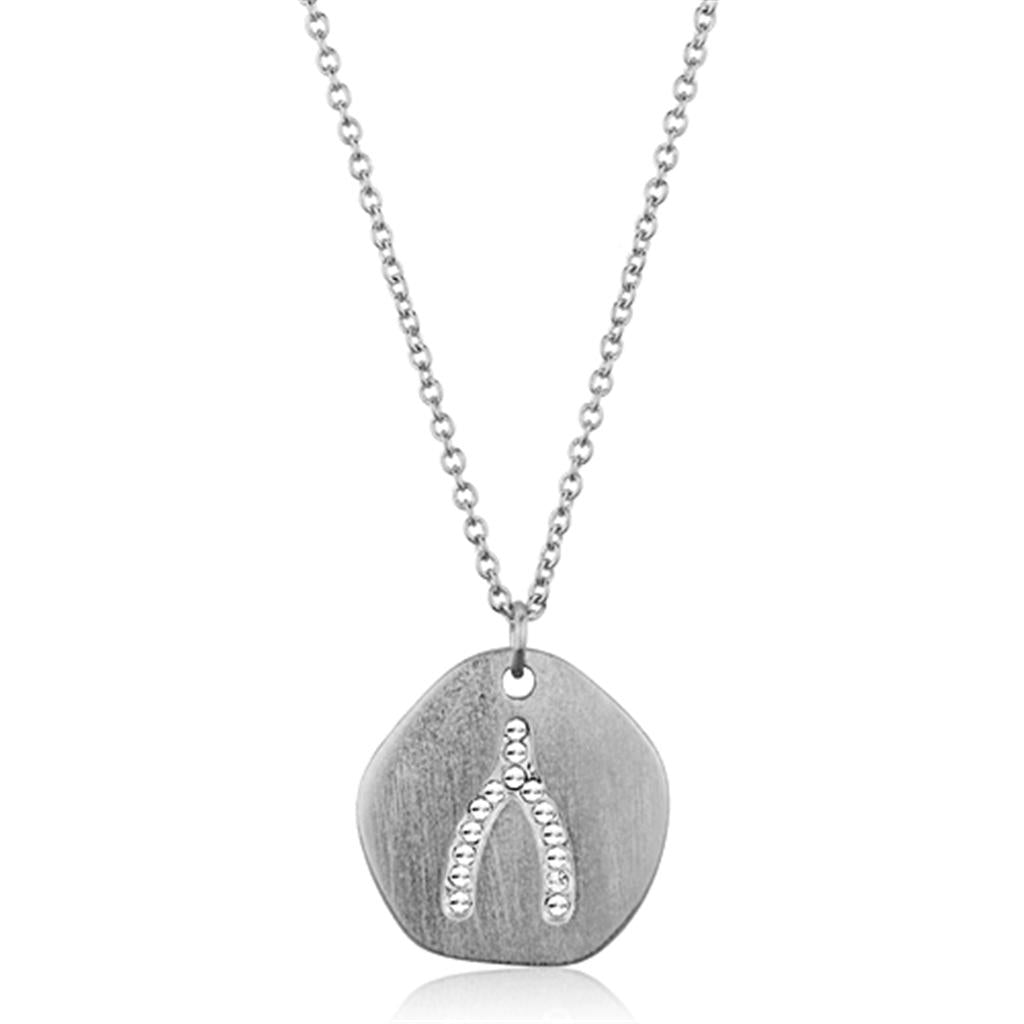 MALO3478 - Rhodium+Brushed Brass Chain Pendant with Top Grade Crystal  in Clear