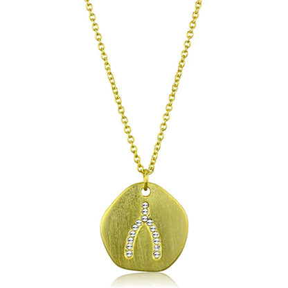 MALO3479 - Gold & Brush Brass Chain Pendant with Top Grade Crystal  in Clear