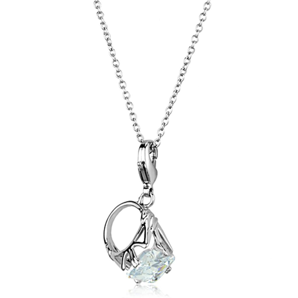 MALO3491 - Rhodium Brass Pendant with AAA Grade CZ  in Clear