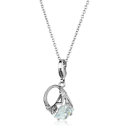 MALO3491 - Rhodium Brass Pendant with AAA Grade CZ  in Clear