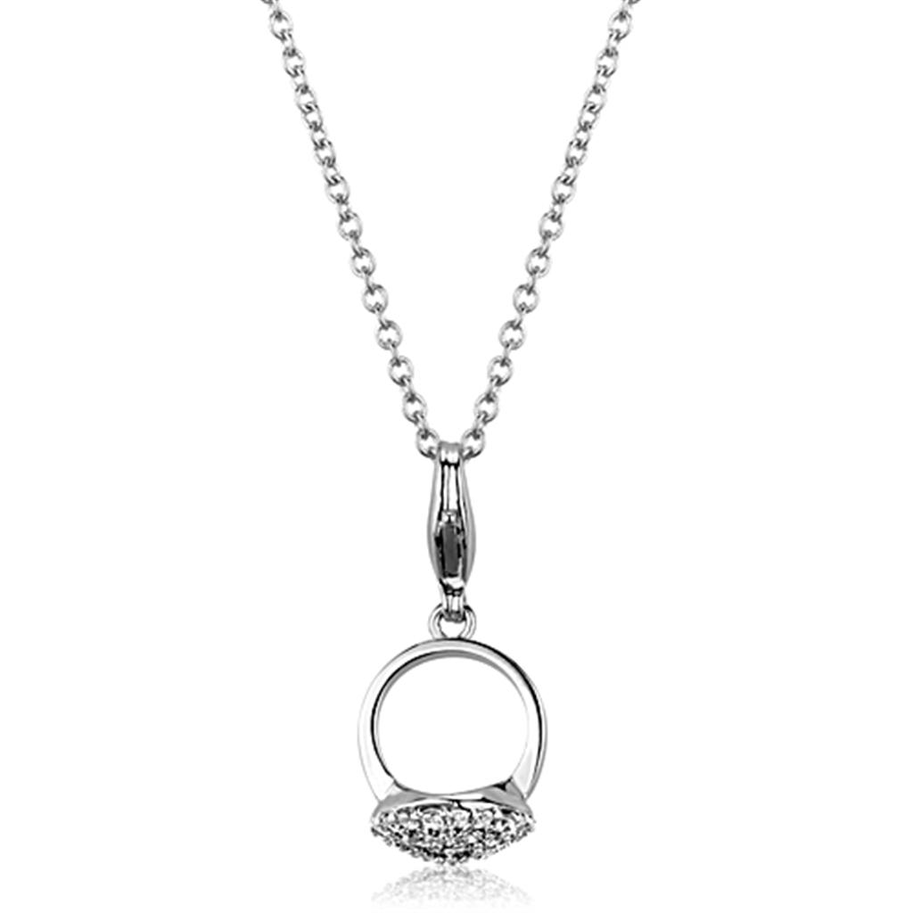 MALO3492 - Rhodium Brass Pendant with AAA Grade CZ  in Clear