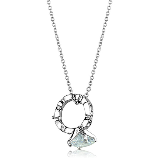 MALO3494 - Rhodium Brass Pendant with AAA Grade CZ  in Clear