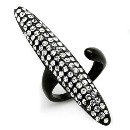 MALO3510 - IP Black(Ion Plating) Stainless Steel Ring with Top Grade Crystal  in Clear