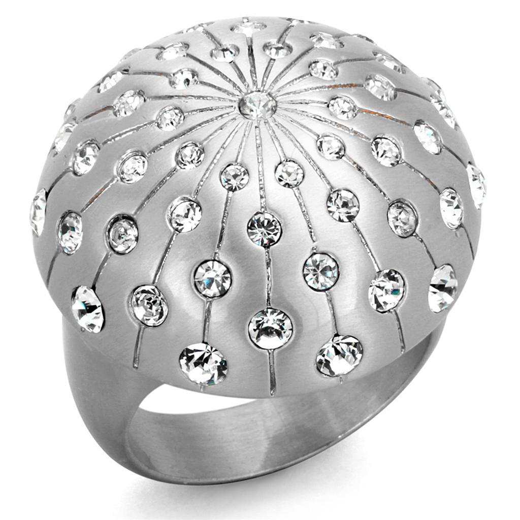 MALO3515 - Rhodium+Brushed Brass Ring with Top Grade Crystal  in Clear