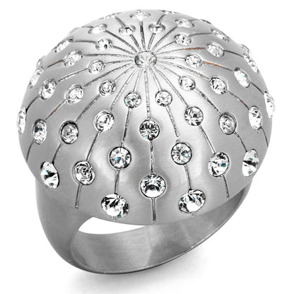 MALO3515 - Rhodium+Brushed Brass Ring with Top Grade Crystal  in Clear