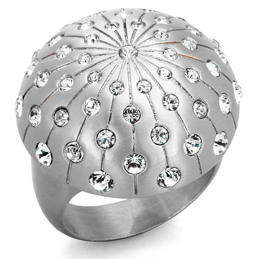 MALO3515 - Rhodium+Brushed Brass Ring with Top Grade Crystal  in Clear