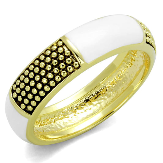 MALO3548 - Gold Brass Ring with Epoxy  in White