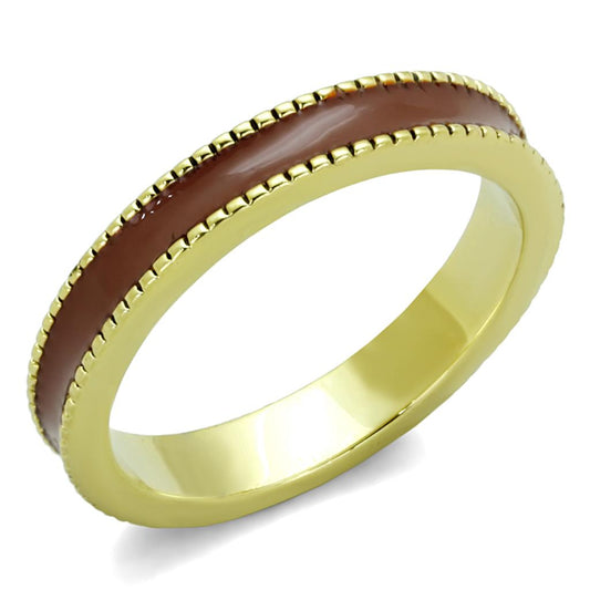 MALO3551 - Gold Brass Ring with Epoxy  in Brown