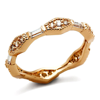 MALO3553 - Rose Gold Brass Ring with AAA Grade CZ  in Clear