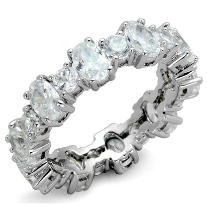 MALO3561 - Rhodium Brass Ring with AAA Grade CZ  in Clear
