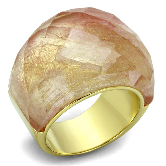 MALO3582 - Gold Brass Ring with Synthetic Synthetic Glass in Light Peach