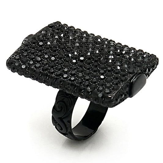 MALO3590 - TIN Cobalt Black Brass Ring with Top Grade Crystal  in Hematite
