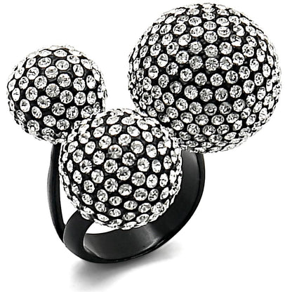 MALO3591 - TIN Cobalt Black Brass Ring with Top Grade Crystal  in Clear