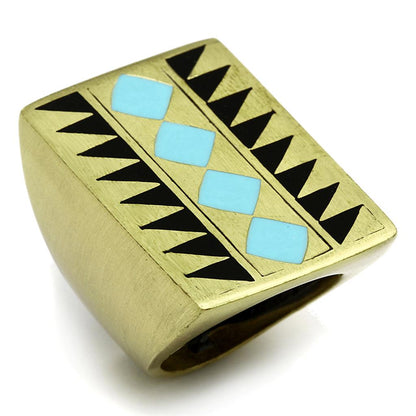 MALO3595 - Antique Copper Brass Ring with Epoxy  in Turquoise