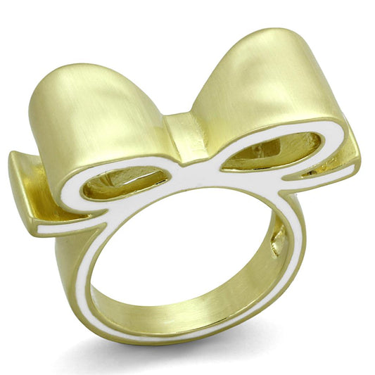MALO3600 - Gold & Brush Brass Ring with Epoxy  in White