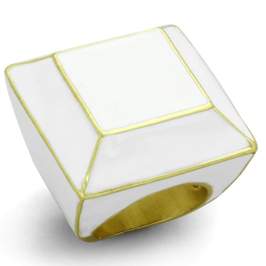 MALO3604 - Gold & Brush Brass Ring with Epoxy  in White
