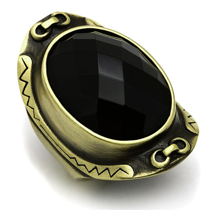MALO3606 Antique Copper Brass Ring with Synthetic in Jet