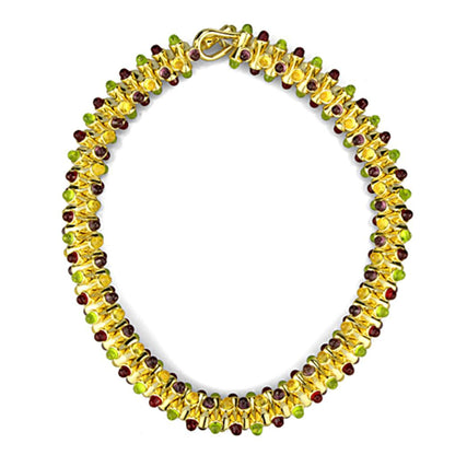 MALO3610 Gold Brass Necklace with Synthetic in Multi Color