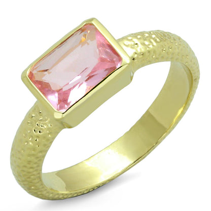 MALO3638 - Gold Brass Ring with Synthetic Synthetic Glass in Rose