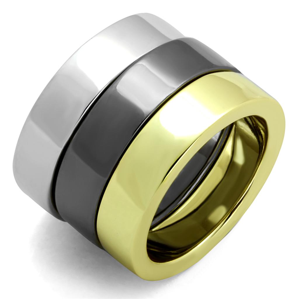 MALO3643 - Rhodium+Gold+ Ruthenium Brass Ring with No Stone