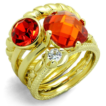 MALO3649 - Gold Brass Ring with AAA Grade CZ  in Orange