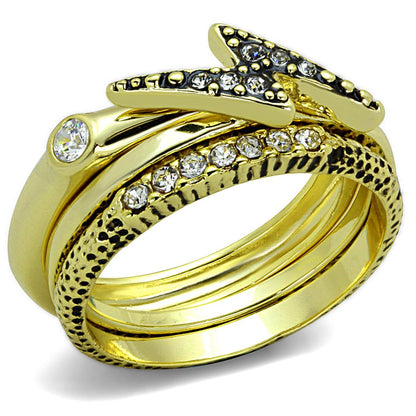 MALO3651 - Gold Brass Ring with Top Grade Crystal  in Clear