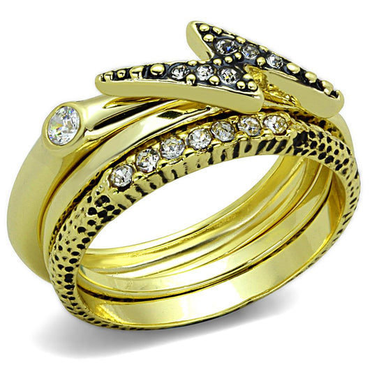 MALO3651 - Gold Brass Ring with Top Grade Crystal  in Clear