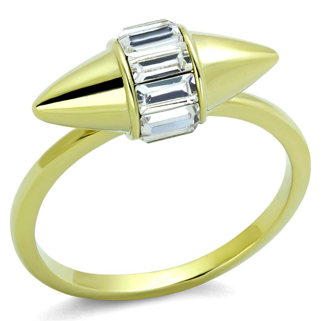 MALO3657 - Gold Brass Ring with Top Grade Crystal  in Clear