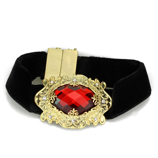 MALO3671 - Gold & Brush Brass Bracelet with Synthetic Synthetic Glass in Siam