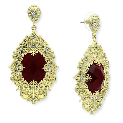 MALO3673 - Gold & Brush Brass Earrings with Synthetic Synthetic Glass in Siam