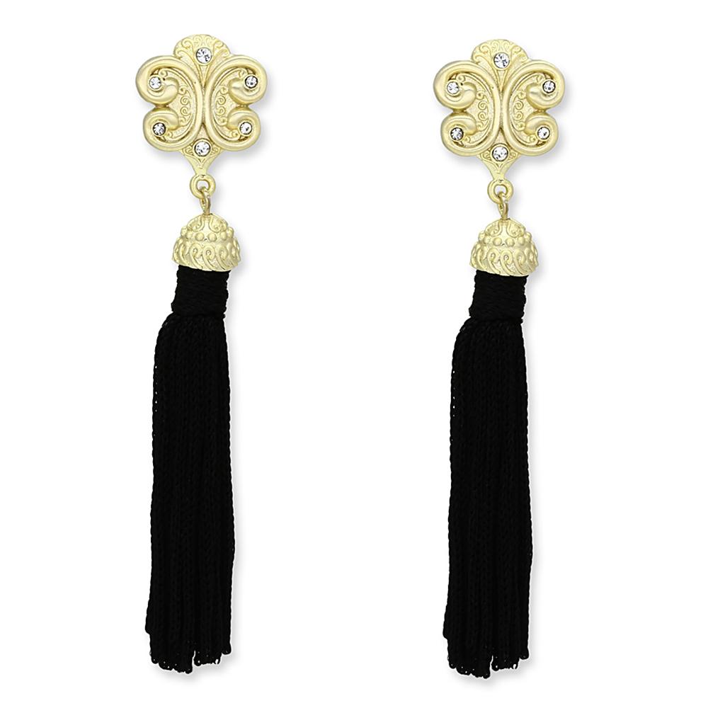 MALO3677 - Gold & Brush Brass Earrings with Top Grade Crystal  in Clear