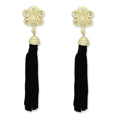 MALO3677 - Gold & Brush Brass Earrings with Top Grade Crystal  in Clear